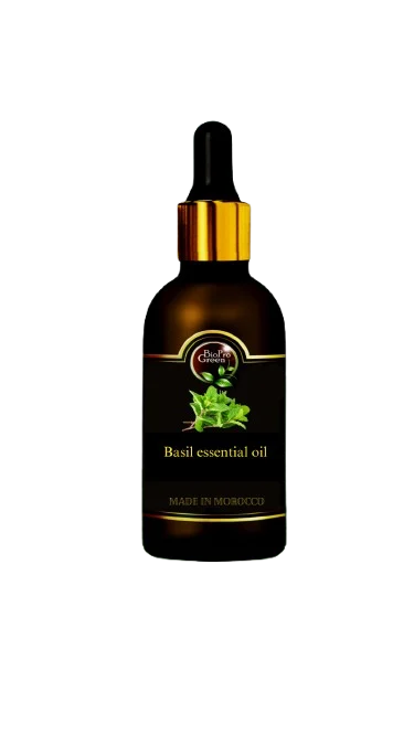 زجاجة زيت ريحان عطري 100% نقي، للاسترخاء والرفاهية.