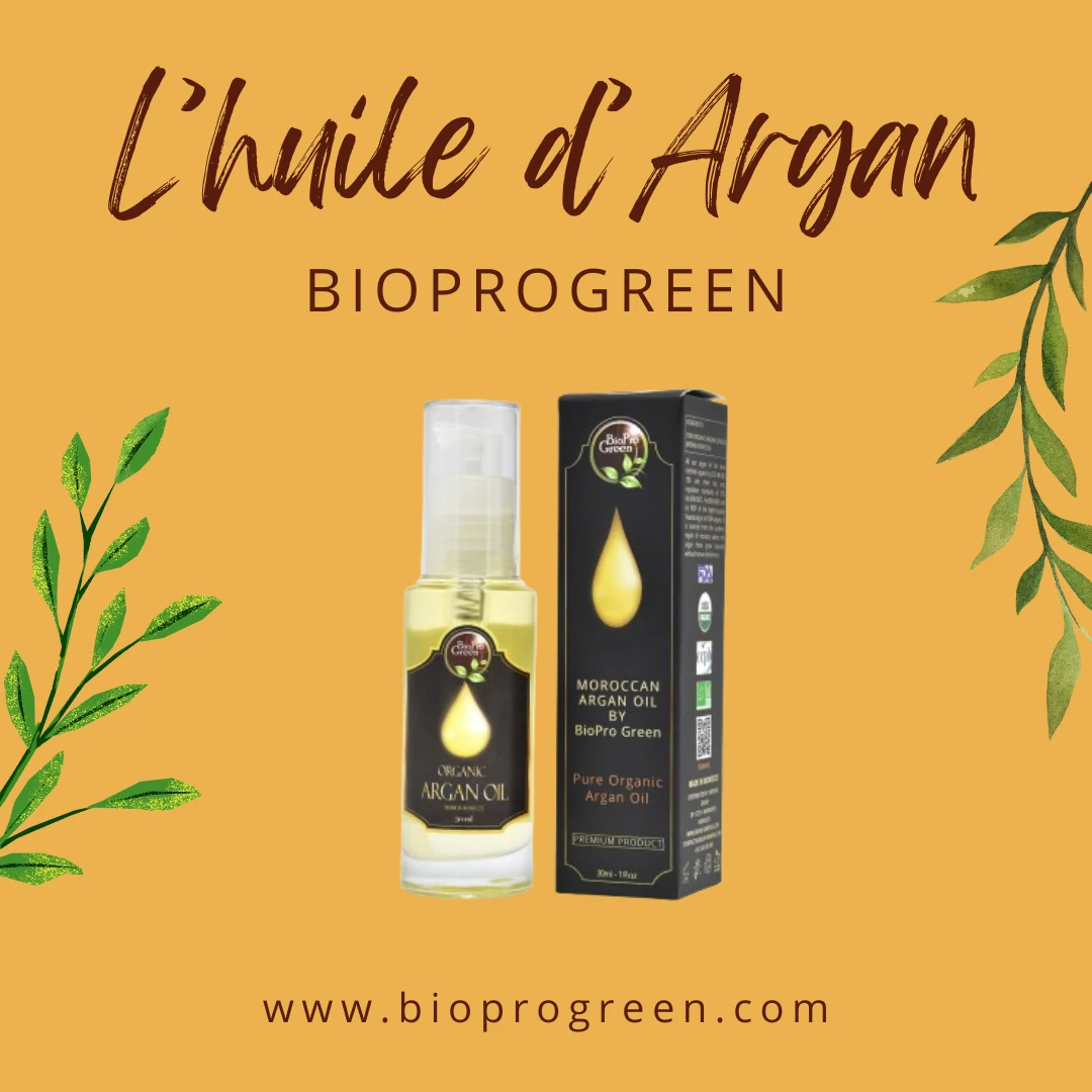 Bouteille d’huile d’argan 100% pure et naturelle, soin pour la peau, les cheveux et les ongles.